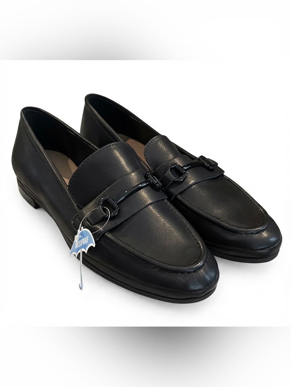 Aqua College Bossy Black Leather Waterproof Bit Loafers Flats Shoes 7.5